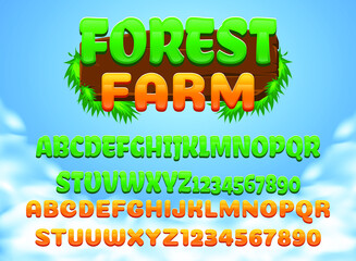 Wall Mural - funny cute forest farm 3d cartoon game logo title text effect