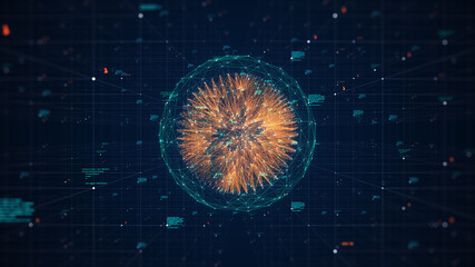Poster - big data concept. digital data flow. transferring of big data.