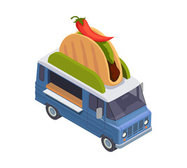 Poster - Burrito Truck Isometric Composition