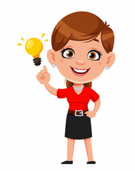 Sticker - Cheerful businesswoman cartoon character