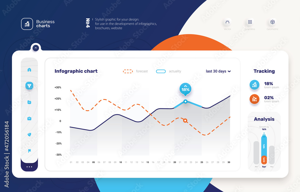 Vector infographic chart template № 10. Business concept with seven ...
