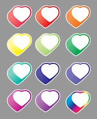 Poster - Heart symbol. Colorful illustration, isolated on simple background. Sticker for stationery. Set. Ready for printing. Trendy graphic design element. Vector EPS 10.