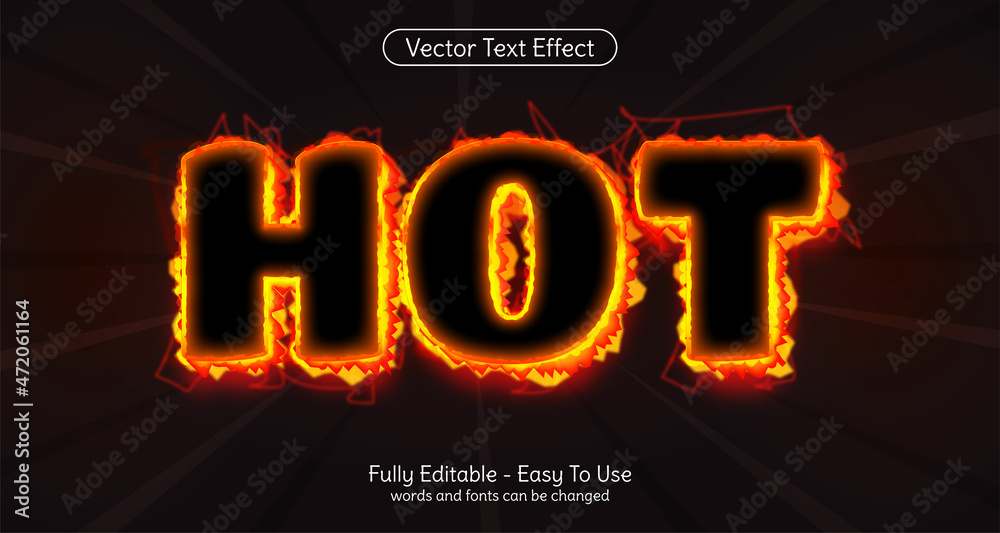 Creative 3d text Hot editable fire style effect template Stock Vector ...