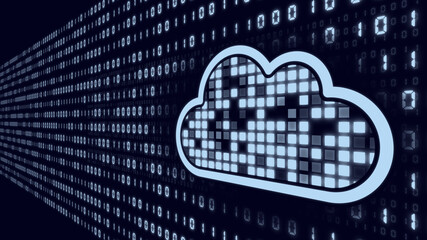 Cloud computing concept (futuristic cloud and binary code background)