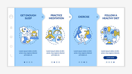 Wall Mural - Improving mental health during pregnancy onboarding vector template. Responsive mobile website with icons. Web page walkthrough 4 step screens. Follow diet color concept with linear illustrations