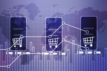 2d rendering Stock market online business concept. business Graph 