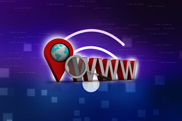 Poster - 3d rendering Red map pointer with www