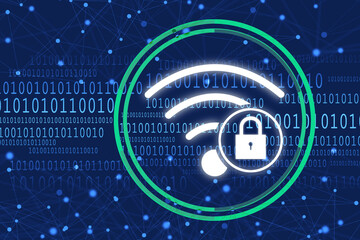Poster - 2d illustration WiFi symbol with lock
