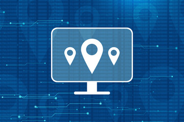 Poster - 2d  rendering travel and navigation planning, concept with laptop
