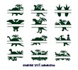 Set of monogram border frames. Silhouette of dinosaur with place for name of child.