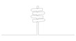 © Olga Rai - One Continuous line drawing of Road direction signpost arrows to the right and left isolated on white. Pointer symbol in liner style. Vector illustration for web banner, design template, postcard