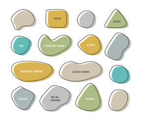 Poster - Abstract handwriting speech bubble and round frame with copy space. Outline editable stroke, space for text