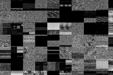 Poster - pixel pattern of a digital glitch / abstract black and white pixel pattern background of a digital g