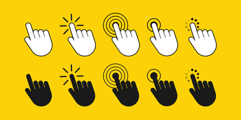 Aufkleber - Finger click icon vector. Hand click icon. Push touch screen. Vector stock illustration
