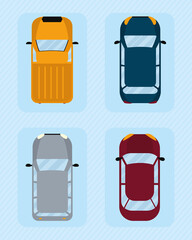 Poster - cars top view set