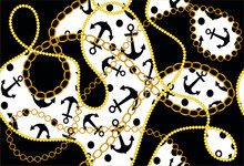 Seamless Abstract Golden Chain Pattern. Vector Design For Fashion Print And Backgrounds.