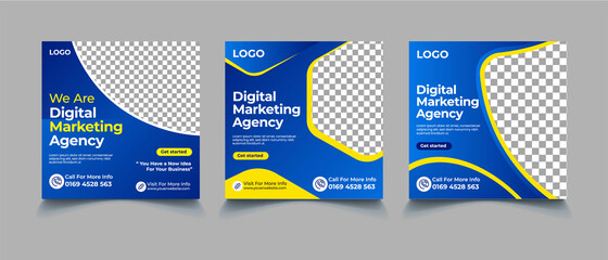 Wall Mural - Digital business marketing social media post template