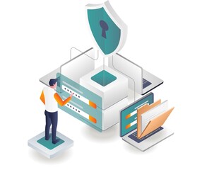 Poster - Man entering security password