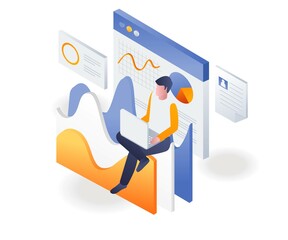 Aufkleber - Man analyzing data with laptop
