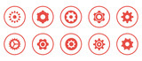 Fototapeta Pokój dzieciecy - Set of 10 Setting or Gear red icons. Modern and simple icons with circles vector design