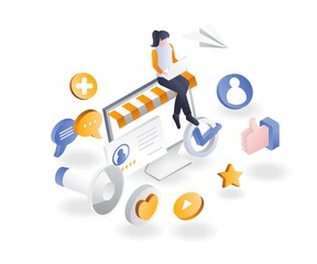Poster - Girl using social media for digital marketing strategy