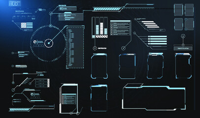 Poster - Hud elements,graph.Vector illustration.Head-up display elements for the web. HUD UI GUI futuristic user interface screen elements set. HUD, UI, GUI futuristic user interface screen elements set. 