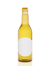 Yellow Bottle On White Background, Isolate.