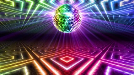 Wall Mural - mirror ball disco lights club dance party glitter background