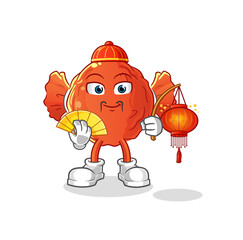 wrapped candy Chinese with lanterns illustration. character vector