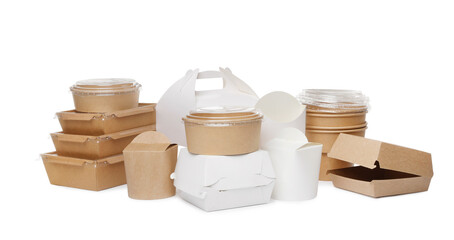 Sticker - Set of different containers for food on white background