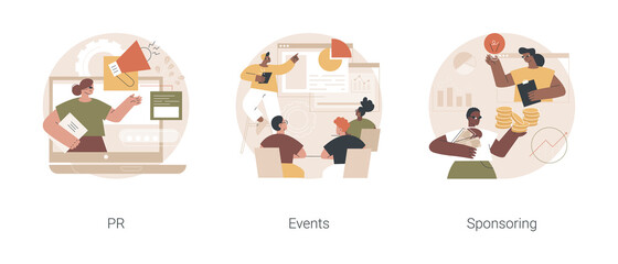 Poster - website navigation bar abstract concept vector illustration set. pr events, sponsoring web page, ui 