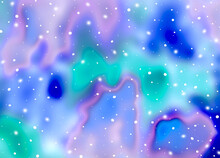 Watercolor Winter Snowy Blurred Background. Colorful Blue, Turquoise, Green And Purple Splashes. Multicolor Backdrop