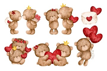 Set of Valentine's teddy bears