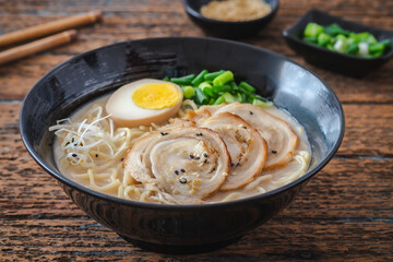 Wall Mural - Ramen noodle in pork bone broth, Japanese food