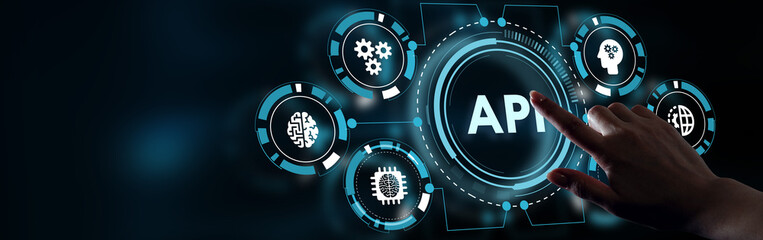 API - Application Programming Interface. Software development tool. Business, modern technology, internet and networking concept.