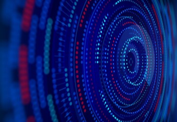 Leinwandbilder - Big data information screen background, analysis and decision making technology. Abstract vector backdrop with radiant circles and dots perspective view. Futuristic technology background