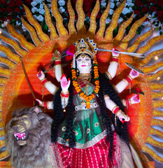 Sticker - Goddess Durga Idol at Navratri festival celebration