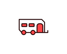 Caravan Line Icon. Vector Symbol In Trendy Flat Style On White Background. Travel Sing For Design.