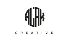 Letters ALAK Creative Circle Logo Design Vector, 4 Letters Logo