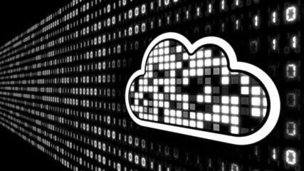 cloud computing concept (futuristic cloud and binary code background)