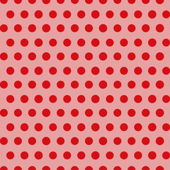 Poster - Red dots vector seamless repeat pattern print background