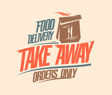Food Delivery And Take Away Orders Only Vector Banner