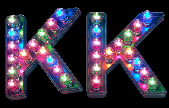 Colorful lamp font. Letter K