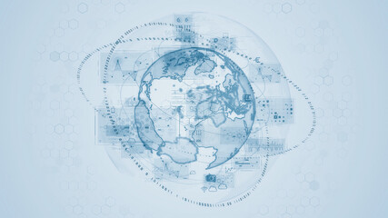 Leinwandbilder - Global communication network concept. Graphical User Interface. Abstract background.