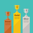 © siraanamwong - Gold silver and bronze champion cups ranking infographic with sample text