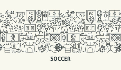 Canvas Print - Soccer Banner Concept. Vector Illustration of Outline Design.