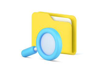 Poster - Finding important information in folder document storage use magnifying glass isometric 3d icon