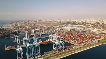 Wall Mural - aerial view of ambarli international harbor