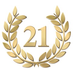 Wall Mural - 3D gold laurel wreath 21 vector isolated on a white background	
