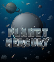 Wall Mural - Planet Mercury word logo poster